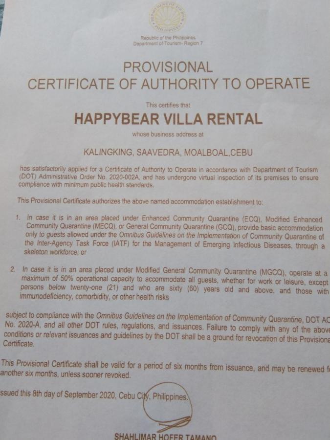 Happy Bear Moalboal Budget Rooms Exteriör bild